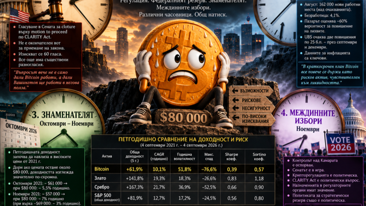 Bitcoin на $80 000: четири часовника вече тиктакат